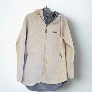 Columbia Women's Panorama Sherpa Full-Zip Long Hoodie - Size Medium - Cream/Grey